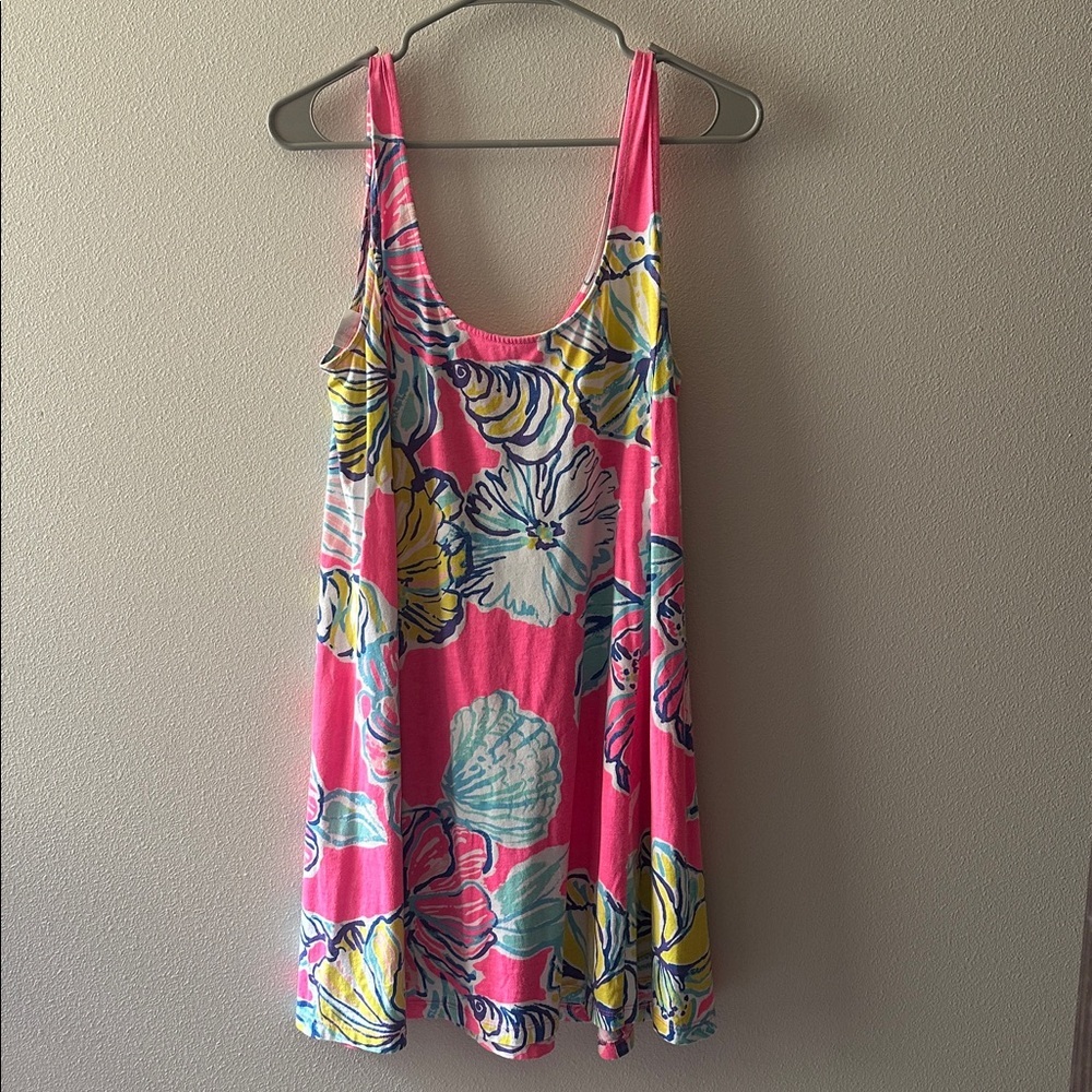 Lilly Pulitzer Carmel Kir Royal Pink Swept By The Tides Pima Cotton Tank Dress M - Picture 5 of 8